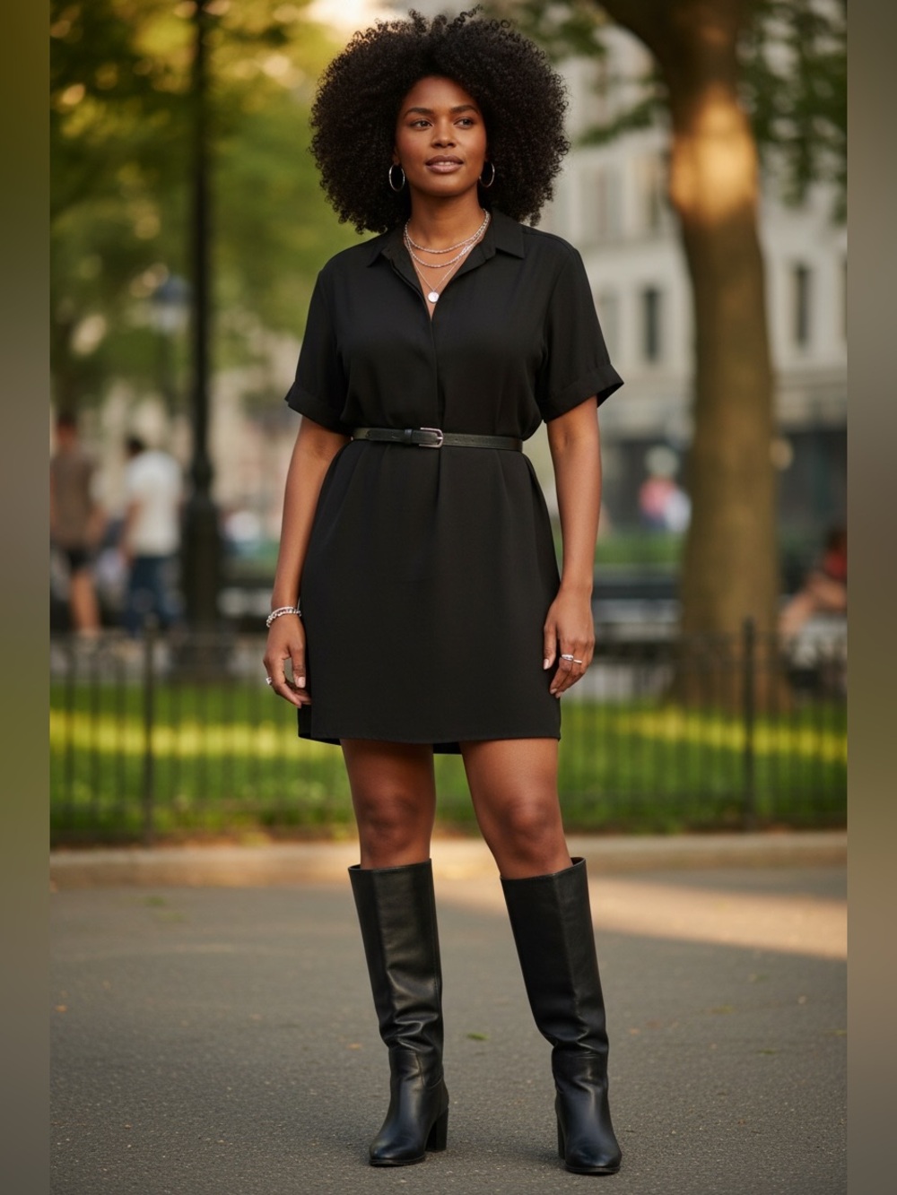 Old Navy NWT Black Shirt Dress Button Front Short Sleeve Plus Size 3X Minimalist